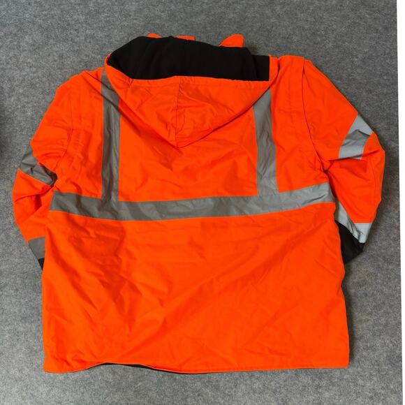 Men's ANSI Class 3 High Visibility Reflective Safety Jacket Orange/Black Size XL - Picture 11 of 16